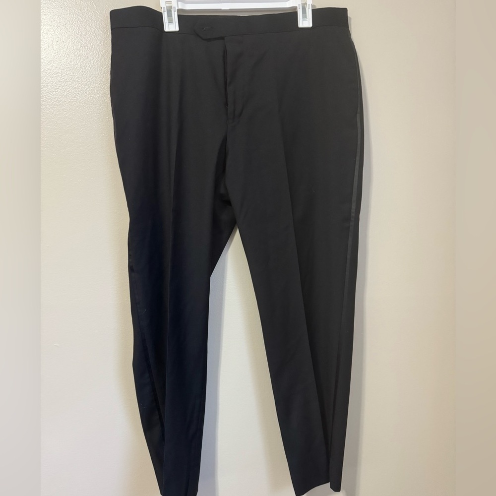 Calvin Klein Men’s Black 100% Wool Dress Pants Trousers 38R Flat Front
